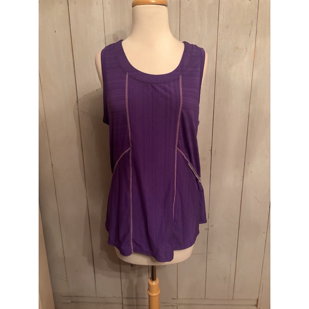 Athleta Run On Tank‎ Womens L Heather Purple Reflective Crew Neck Sleeveless  XL